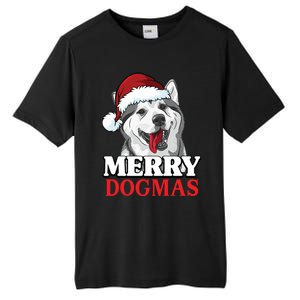 Merry Dogmas Husky Dog Christmas Gift Tall Fusion ChromaSoft Performance T-Shirt