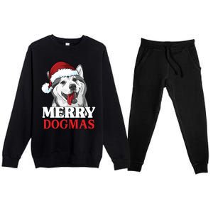 Merry Dogmas Husky Dog Christmas Gift Premium Crewneck Sweatsuit Set