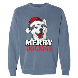 Merry Dogmas Husky Dog Christmas Gift Garment-Dyed Sweatshirt