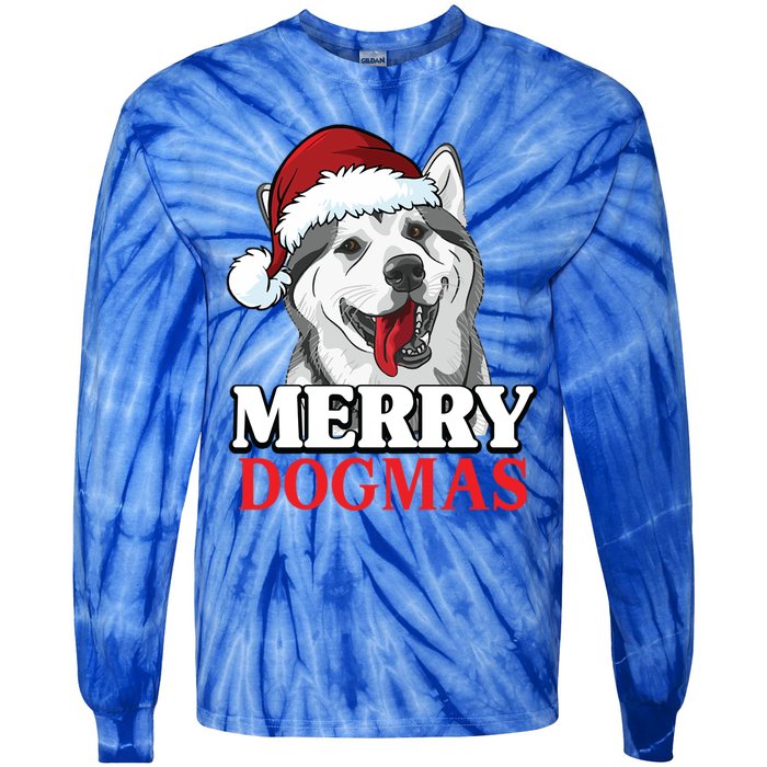 Merry Dogmas Husky Dog Christmas Gift Tie-Dye Long Sleeve Shirt