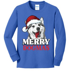 Merry Dogmas Husky Dog Christmas Gift Kids Long Sleeve Shirt