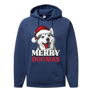 Merry Dogmas Husky Dog Christmas Gift Performance Fleece Hoodie