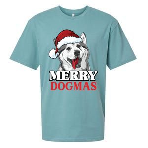 Merry Dogmas Husky Dog Christmas Gift Sueded Cloud Jersey T-Shirt