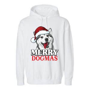 Merry Dogmas Husky Dog Christmas Gift Garment-Dyed Fleece Hoodie