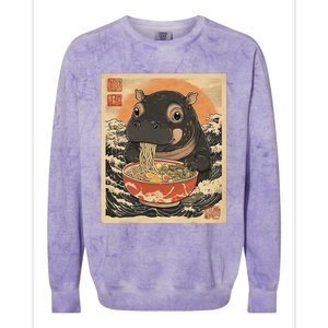 Moo Deng Hippo Eat Ramen For Japanese Style Colorblast Crewneck Sweatshirt