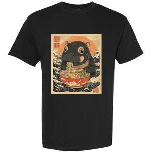 Moo Deng Hippo Eat Ramen For Japanese Style Garment-Dyed Heavyweight T-Shirt