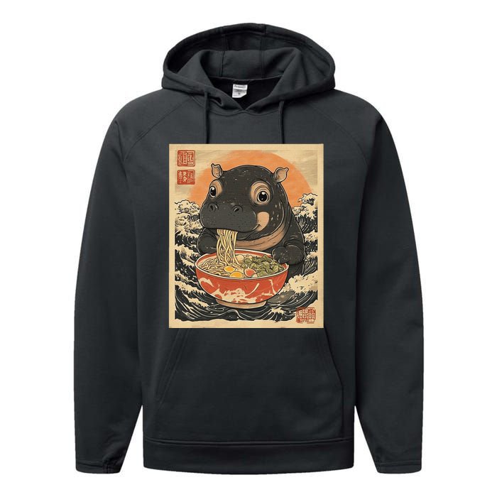 Moo Deng Hippo Eat Ramen For Japanese Style Performance Fleece Hoodie