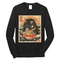 Moo Deng Hippo Eat Ramen For Japanese Style Long Sleeve Shirt