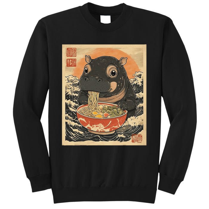 Moo Deng Hippo Eat Ramen For Japanese Style Sweatshirt