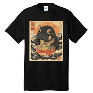 Moo Deng Hippo Eat Ramen For Japanese Style Tall T-Shirt