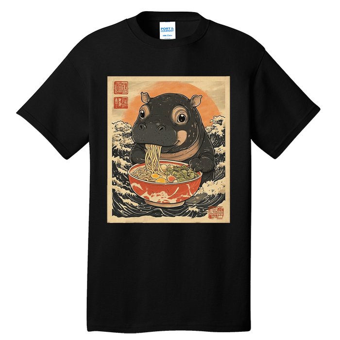 Moo Deng Hippo Eat Ramen For Japanese Style Tall T-Shirt