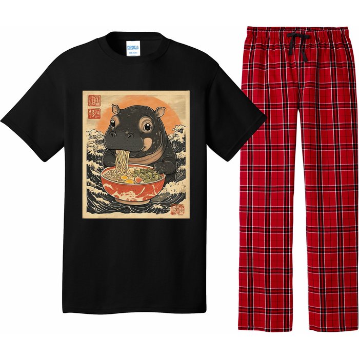 Moo Deng Hippo Eat Ramen For Japanese Style Pajama Set