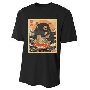 Moo Deng Hippo Eat Ramen For Japanese Style Performance Sprint T-Shirt