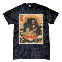 Moo Deng Hippo Eat Ramen For Japanese Style Tie-Dye T-Shirt