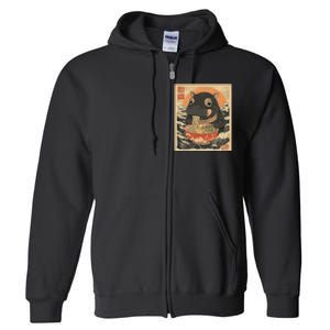 Moo Deng Hippo Eat Ramen For Japanese Style Full Zip Hoodie