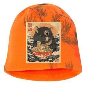 Moo Deng Hippo Eat Ramen For Japanese Style Kati - Camo Knit Beanie