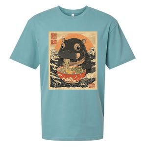 Moo Deng Hippo Eat Ramen For Japanese Style Sueded Cloud Jersey T-Shirt