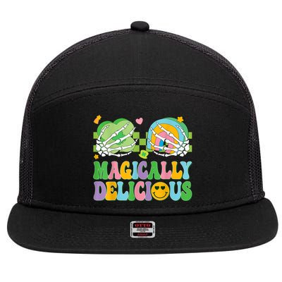 Magically Delicious Hippie St Patrick's Day Skeleton Charms 7 Panel Mesh Trucker Snapback Hat