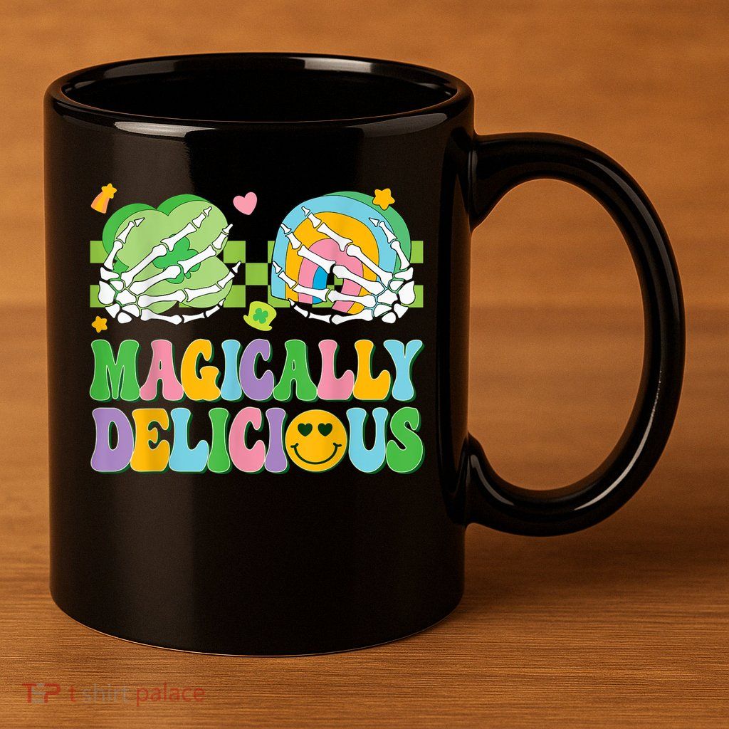 Magically Delicious Hippie St Patrick's Day Skeleton Charms 11oz C Handle Ceramic Mug