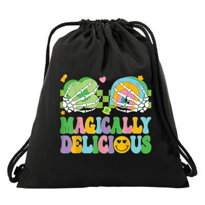 Magically Delicious Hippie St Patrick's Day Skeleton Charms Drawstring Bag
