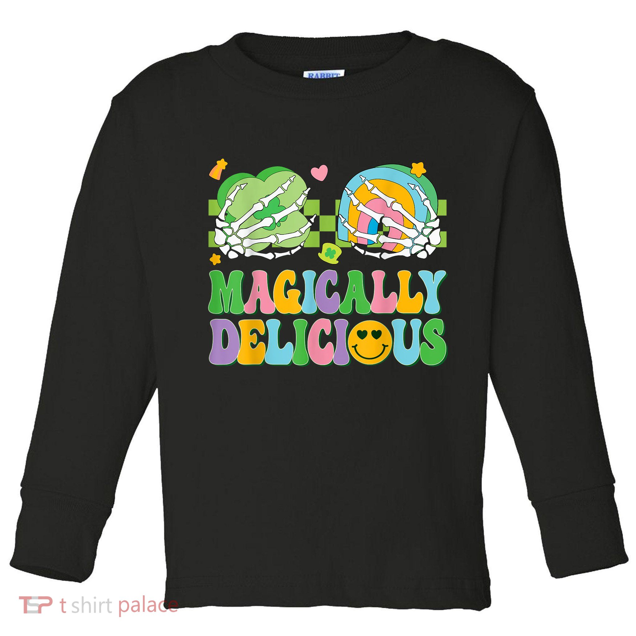 Magically Delicious Hippie St Patrick's Day Skeleton Charms Toddler Long Sleeve Shirt