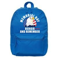 Memorial Day Honor And Remember Bald Eagle Patriotic Gift 16 in Basic Backpack