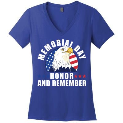 Memorial Day Honor And Remember Bald Eagle Patriotic Gift Women's V-Neck T-Shirt