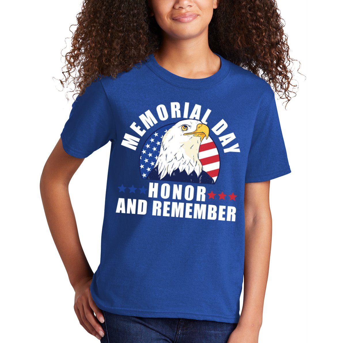Memorial Day Honor And Remember Bald Eagle Patriotic Gift Kids T-Shirt