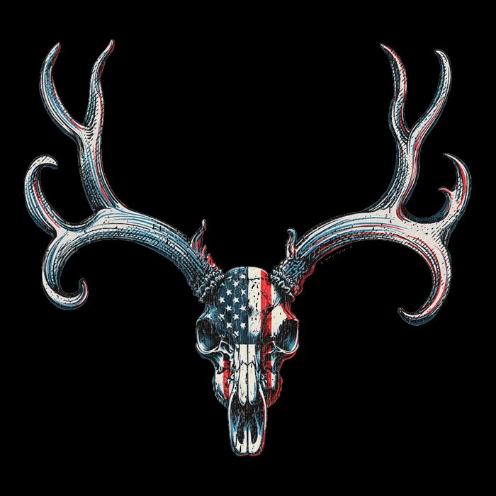 Mule Deer Hunting American Flag On Buck Skull Cooling Performance Crew T-Shirt