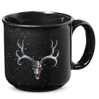Mule Deer Hunting American Flag On Buck Skull 15oz Campfire Ceramic Mug