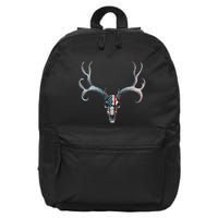 Mule Deer Hunting American Flag On Buck Skull 16 in Basic Backpack