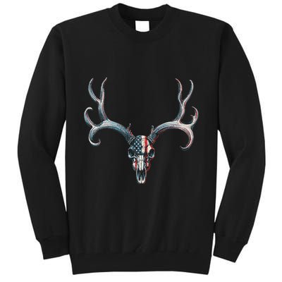 Mule Deer Hunting American Flag On Buck Skull Tall Sweatshirt