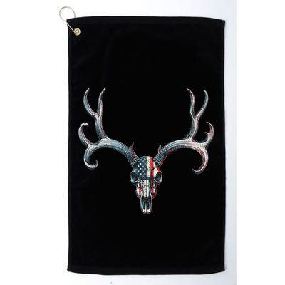 Mule Deer Hunting American Flag On Buck Skull Golf Towel
