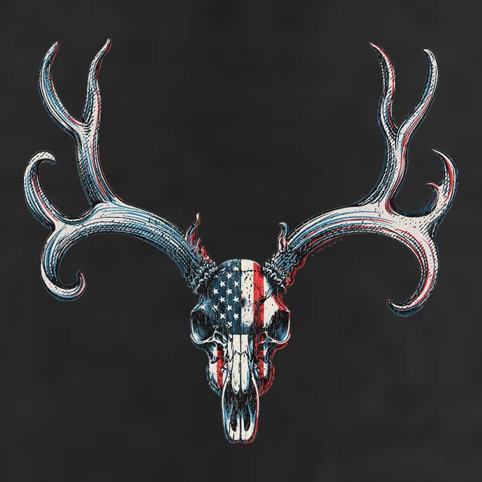 Mule Deer Hunting American Flag On Buck Skull Golf Towel