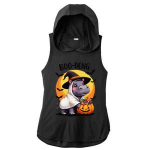 Moo Deng Halloween Boo Deng Costume Moodeng Hippo Ladies PosiCharge Tri-Blend Wicking Draft Hoodie Tank