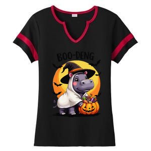 Moo Deng Halloween Boo Deng Costume Moodeng Hippo Ladies Halftime Notch Neck Tee