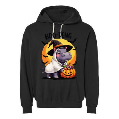 Moo Deng Halloween Boo Deng Costume Moodeng Hippo Garment-Dyed Fleece Hoodie