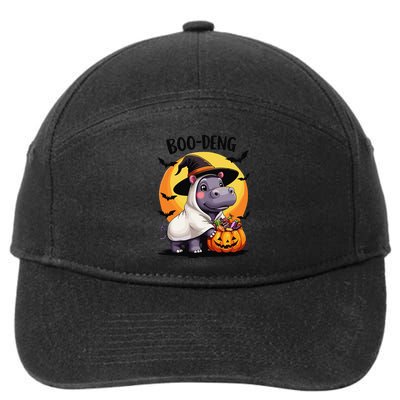 Moo Deng Halloween Boo Deng Costume Moodeng Hippo 7-Panel Snapback Hat