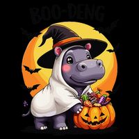 Moo Deng Halloween Boo Deng Costume Moodeng Hippo 7-Panel Snapback Hat
