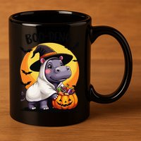 Moo Deng Halloween Boo Deng Costume Moodeng Hippo 11oz C Handle Ceramic Mug