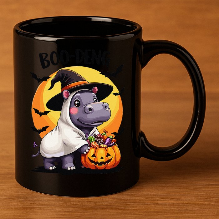 Moo Deng Halloween Boo Deng Costume Moodeng Hippo 11oz C Handle Ceramic Mug