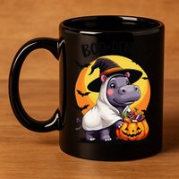 Moo Deng Halloween Boo Deng Costume Moodeng Hippo 11oz C Handle Ceramic Mug