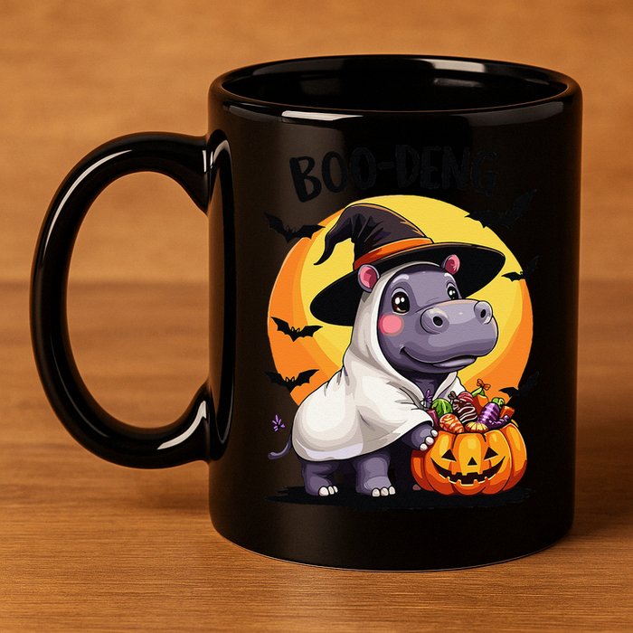 Moo Deng Halloween Boo Deng Costume Moodeng Hippo 11oz C Handle Ceramic Mug
