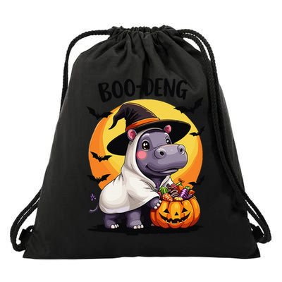Moo Deng Halloween Boo Deng Costume Moodeng Hippo Drawstring Bag