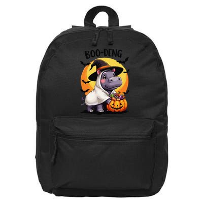 Moo Deng Halloween Boo Deng Costume Moodeng Hippo 16 in Basic Backpack