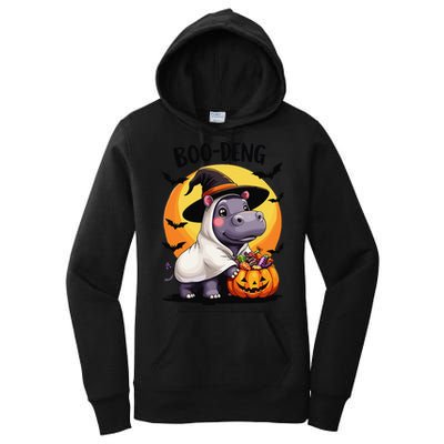 Moo Deng Halloween Boo Deng Costume Moodeng Hippo Women's Pullover Hoodie