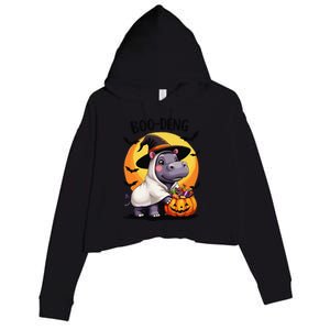 Moo Deng Halloween Boo Deng Costume Moodeng Hippo Crop Fleece Hoodie