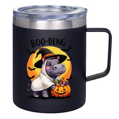 Moo Deng Halloween Boo Deng Costume Moodeng Hippo 12oz Stainless Steel Coffee Mug