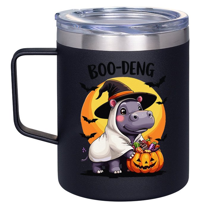 Moo Deng Halloween Boo Deng Costume Moodeng Hippo 12oz Stainless Steel Coffee Mug