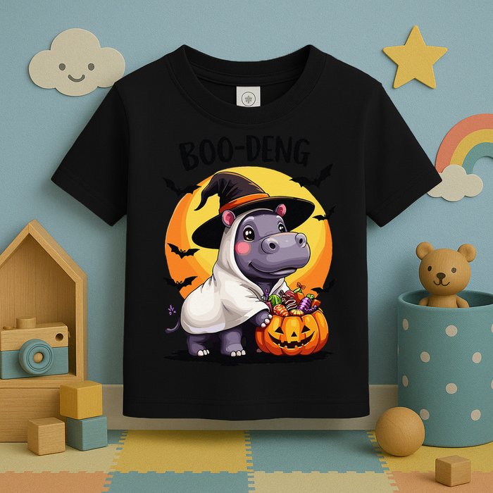Moo Deng Halloween Boo Deng Costume Moodeng Hippo Toddler T-Shirt
